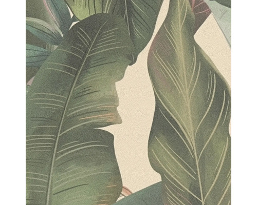 Detail van een behang met bladerenmotief