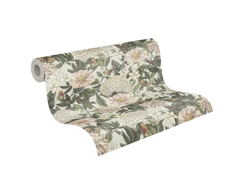 Behangrol met bloemenpatroon en vlinders