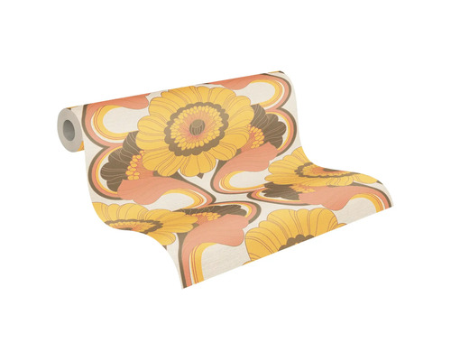 Rol behang met retro bloemmotief