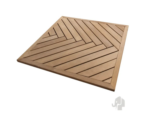 Vierkant tafelblad van teakhout met patroon