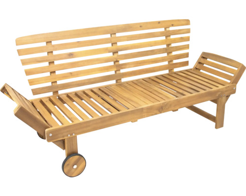 Houten ligbed met wielen voor de tuin