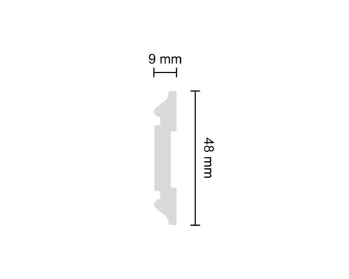 Profielstrip met de afmetingen 9 mm bij 48 mm