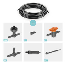Gardena Micro-Drip-System Startset plantenbakken M met druppelbuis, eindstukken, verloopstukken, afsluitkranen, T-stukken, verbindingsstukken en buishouders