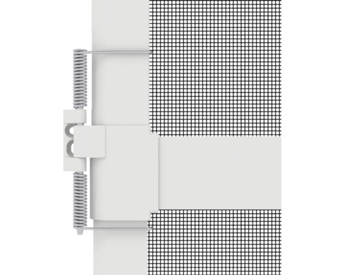 Detailopname van een insectenrolgordijn met veermechanisme