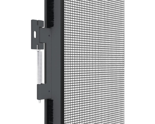 Detail van een insectenhor met frame, scharnier en veer