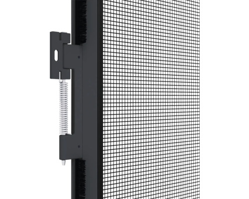 Detailopname van een insectenhor met frame, gaas en bevestiging