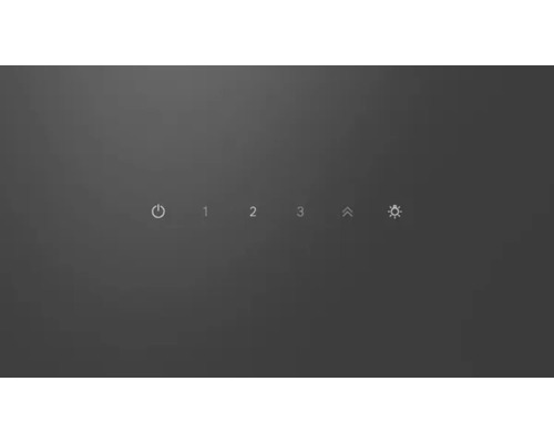 Bedieningspaneel met aan- en uitschakelaar, drie snelheden, pijl omhoog en lichtsymbool