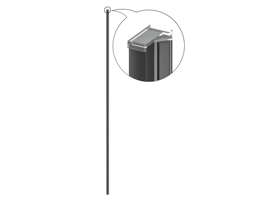 FORM & STYLE Aanslagprofiel Modena mat zwart 195 cm Schuttingpaal met afdekking