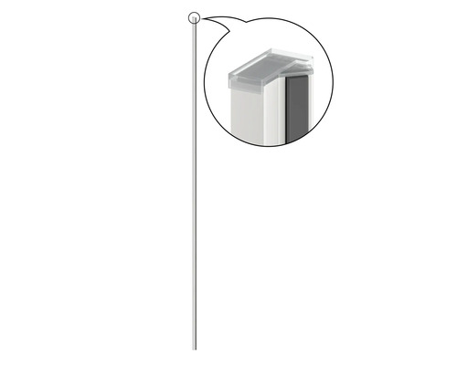FORM & STYLE Aanslagprofiel Modena mat wit 195 cm Schuttingpaal met geplaatste paalkap