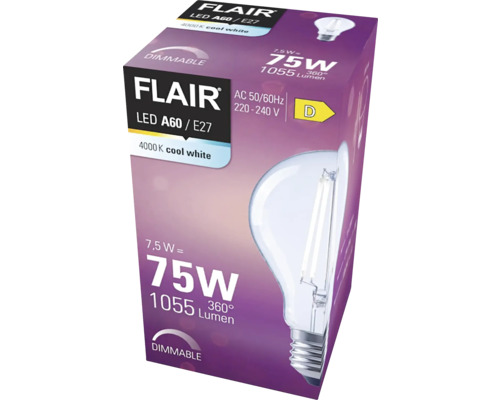 Verpakking van een dimbare Flair LED lamp A60 E27