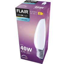 Verpakking van een Flair LED lamp C35 E27, 4 watt, 470 lumen, dimbaar