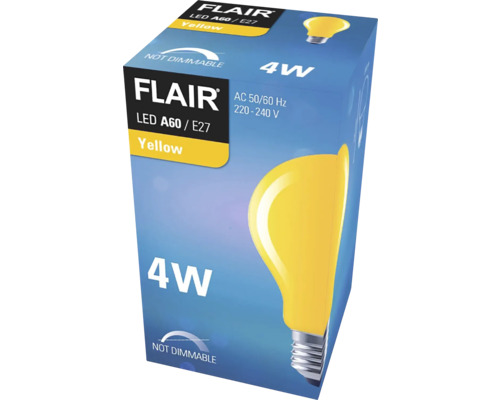 Verpakking van een niet-dimbare Flair LED lamp A60/E27 met 4 watt