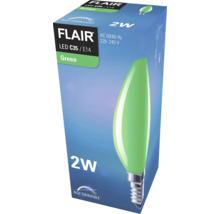 Flair LED lamp C35 E14, lamp in groen, 2 watt