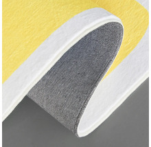 Detailweergave van een vloerkleed met een textielen rug