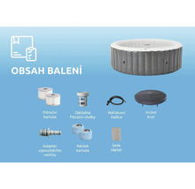 Opblaasbare jacuzzi met filterpatronen, filterbases, slang, afdekking, adapter en reparatieset