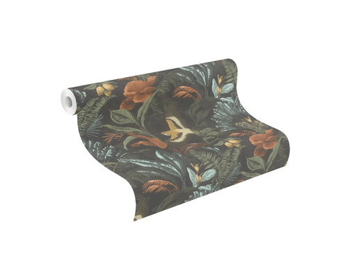 Rol behang met planten- en vogelmotief