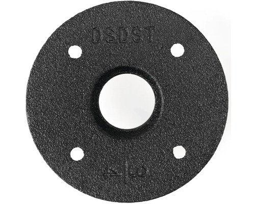 Zwarte smeedijzeren pijpflens met vier gaten