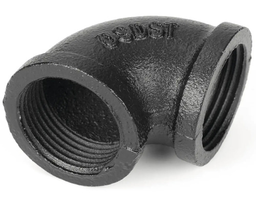 Haaks verbindingsstuk van gietijzer met binnendraad