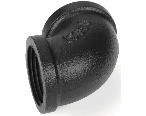 Zwarte smeedijzeren pijpbocht met binnendraad