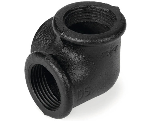 Zwarte gietijzeren fitting met binnendraad
