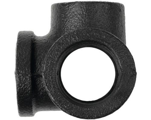 Zwart smeedijzeren T-stuk voor buisverbindingen