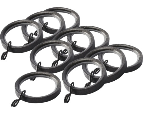 Gordijnringen van metaal met haken, set van tien