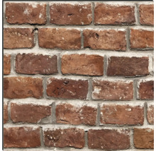 Close-up van een muur met rode bakstenen en grijze mortel.