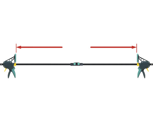 Wolfcraft eenhandklem met rode markering van de spanwijdte