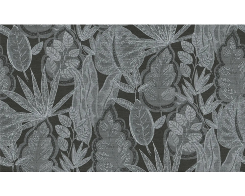 Behang met bloemmotief met bladeren