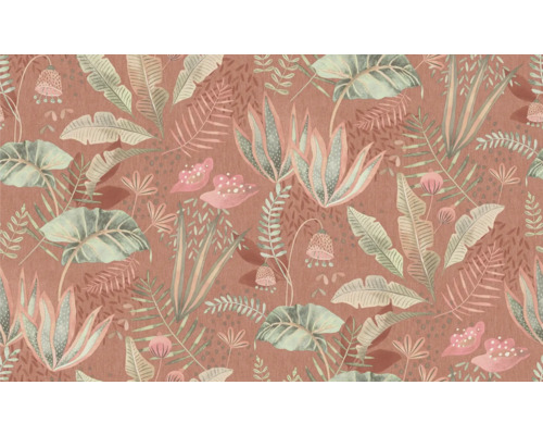 Behang met junglepatroon van bladeren en planten