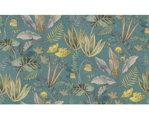 Behang met tropische bladeren en plantenpatroon