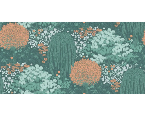 Behang met tuinmotief en verschillende plantensoorten