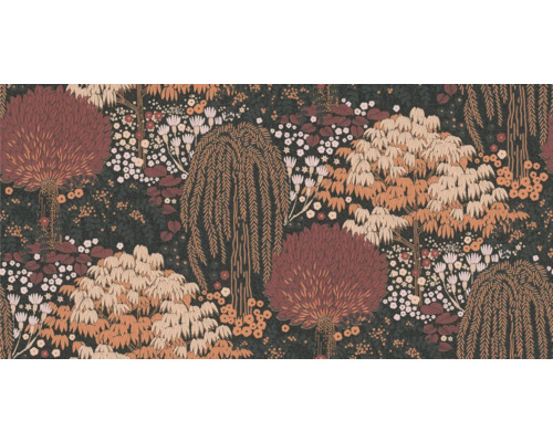 Behang met bloemmotief en boomafbeelding