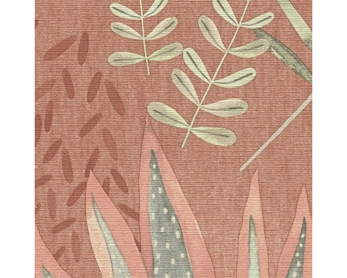 Close-up van een behang met plantmotieven.