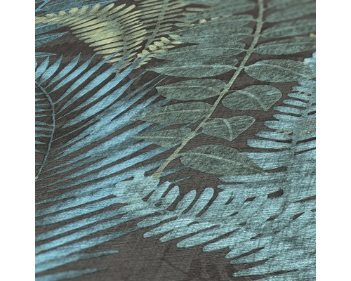 Close-up van een patroonbehang met varenmotieven