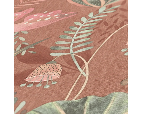 Close-up van een behang met plantenmotief