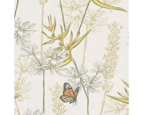 Behang met bloemen- en vlinderpatroon