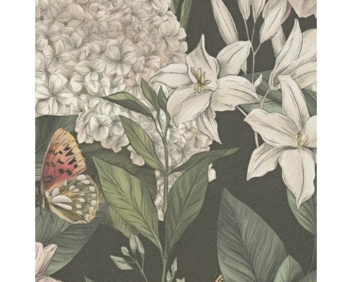 Behang met bloemen- en vlinderpatroon