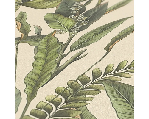 Close-up van een behang met plantenmotief