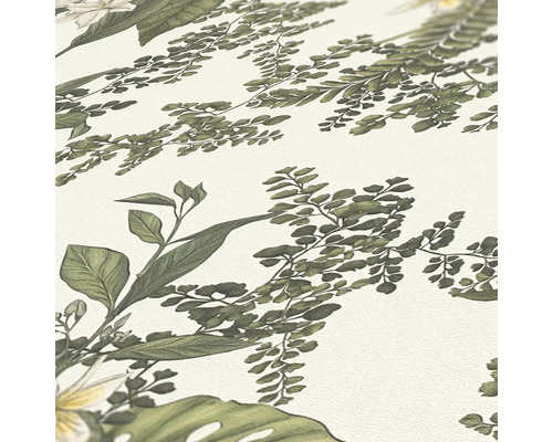 Detailopname van een behang met plantenpatroon