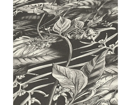 Close-up van een behang met botanische motieven