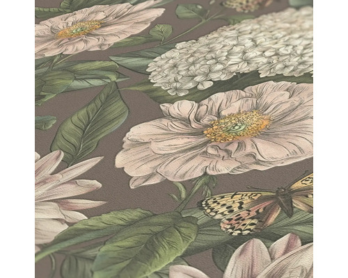 Behang met bloemen- en vlinderpatroon