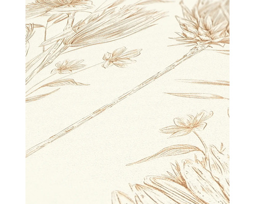 Close-up van een behangpatroon met bloemmotieven.