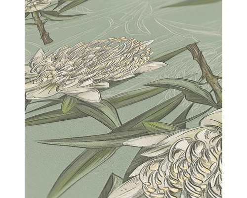 Behang met bloemen en bladeren