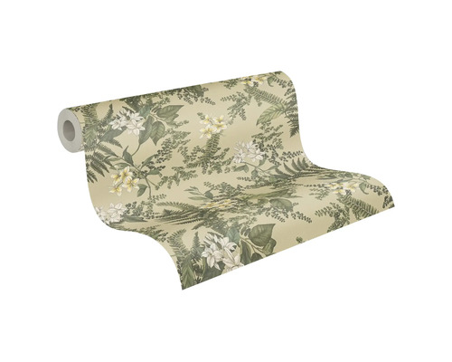 Rol behang met bloem- en plantmotief