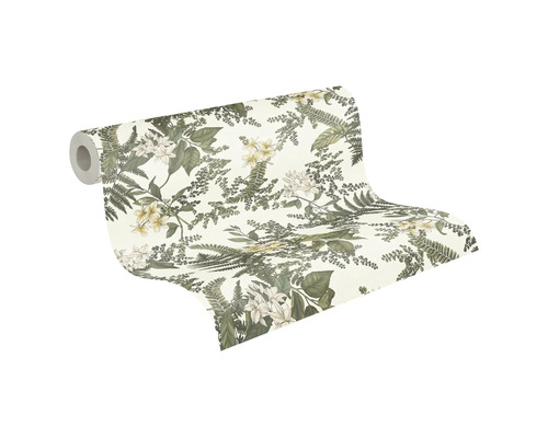 Behangrol met bloemen- en varenpatroon