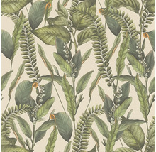 Behang met tropisch blad- en bloemmotief