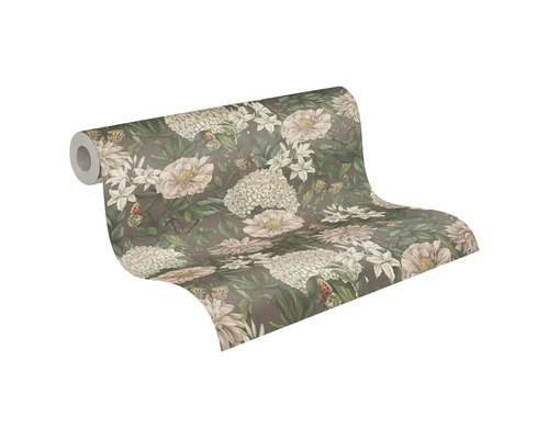 Behangrol met bloemen en vlinders