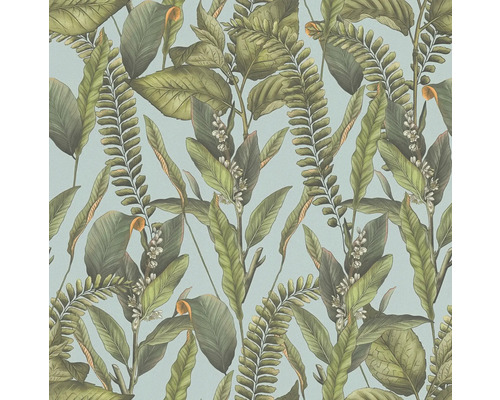 Behangpatroon met tropische bladeren en varens