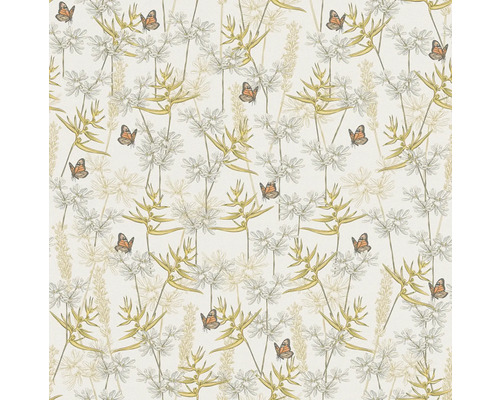 Behang met planten en vlinders